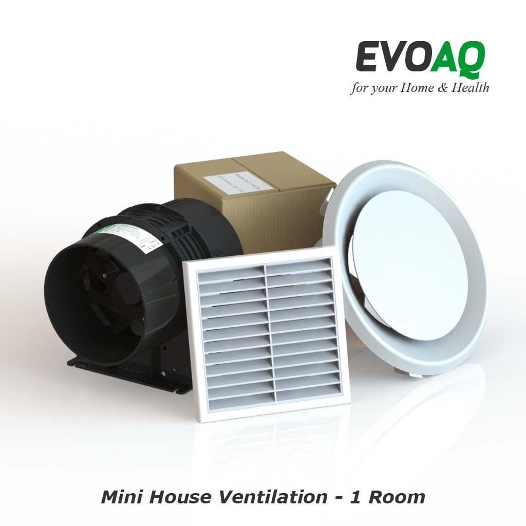AQ100-1 EVOAQ Mini House Ventilation system components, 1-room ventilation system for house size up to 100m²