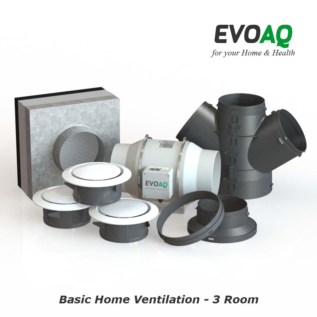 AQ220N-3 EVOAQ Basic Home Ventilation system components, 3-room ventilation system for house size up to 220m²