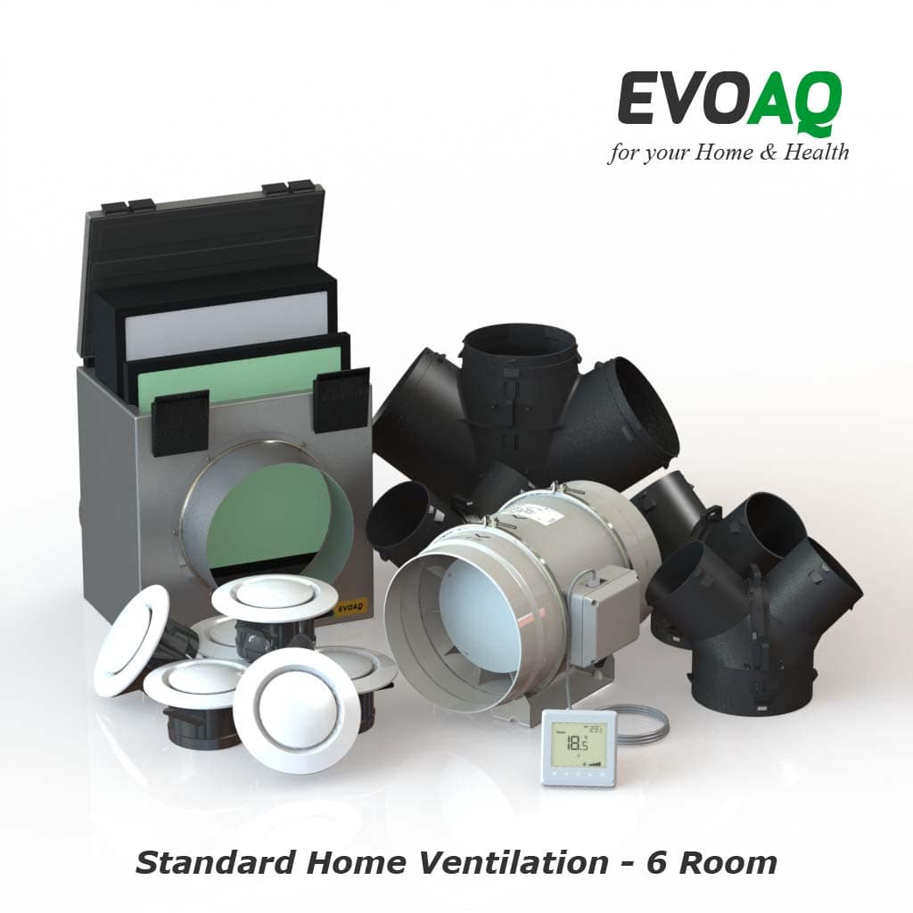 AQ300-6 EVOAQ Standard Home Ventilation system components, 6-room ventilation system for house size up to 400m²