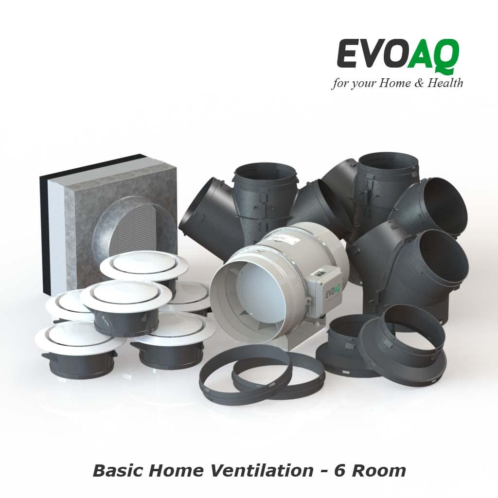AQ300N-6 EVOAQ Basic Home Ventilation system components, 6-room ventilation system for house size up to 400m²