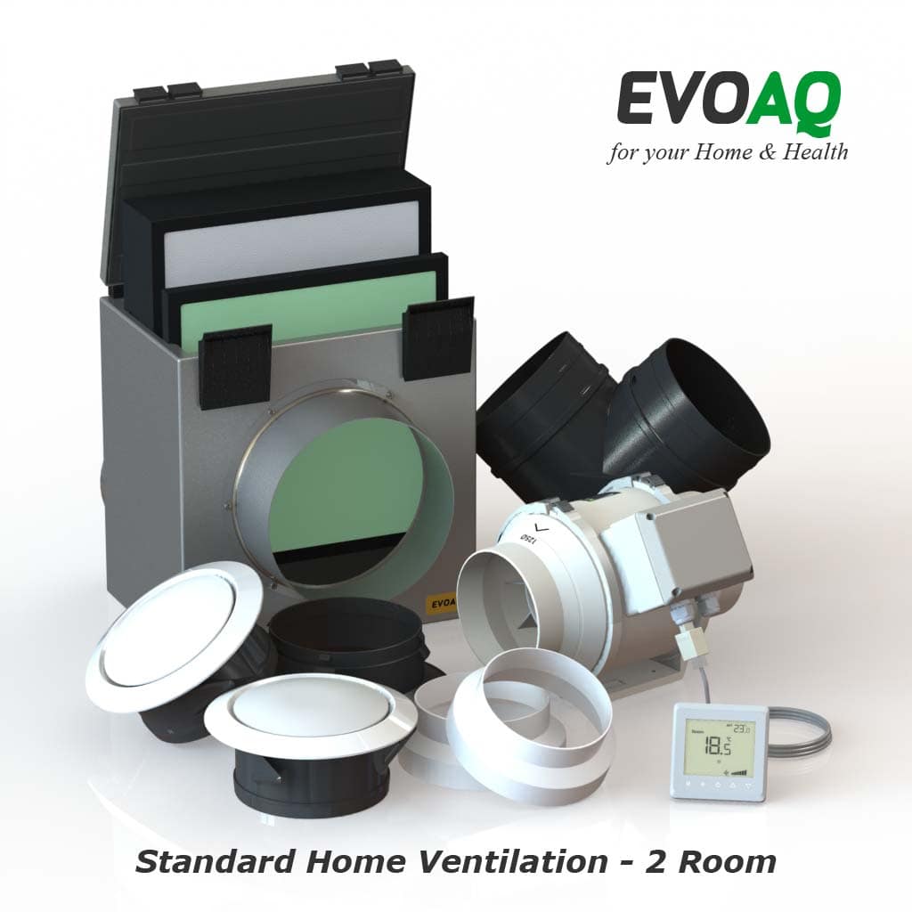 AQ60-2 EVOAQ Standard Home Ventilation system components, 2-room ventilation system for house size up to 60m²