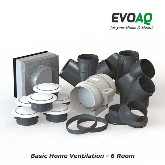 AQ300N-6 EVOAQ Basic Home Ventilation system components, 6-room ventilation system for house size up to 400m²